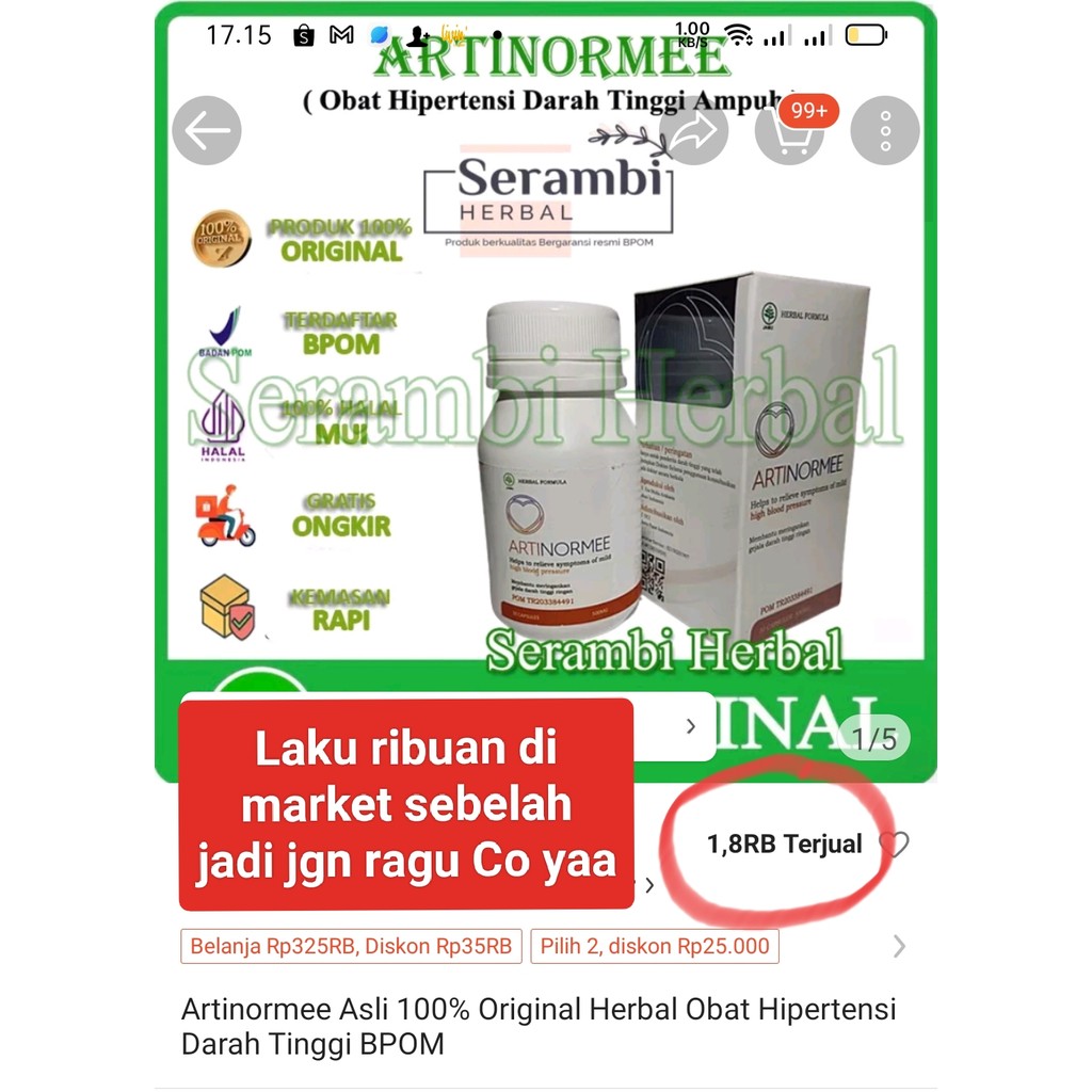 

Artinormee Asli 100% Original Herbal Obat Hipertensi Darah Tinggi BPOM Menurunkan tekanan darah tinggI Menurunkan kadar kolesterol dalam darah Menurunkan kadar gula dalam darah joklen9000