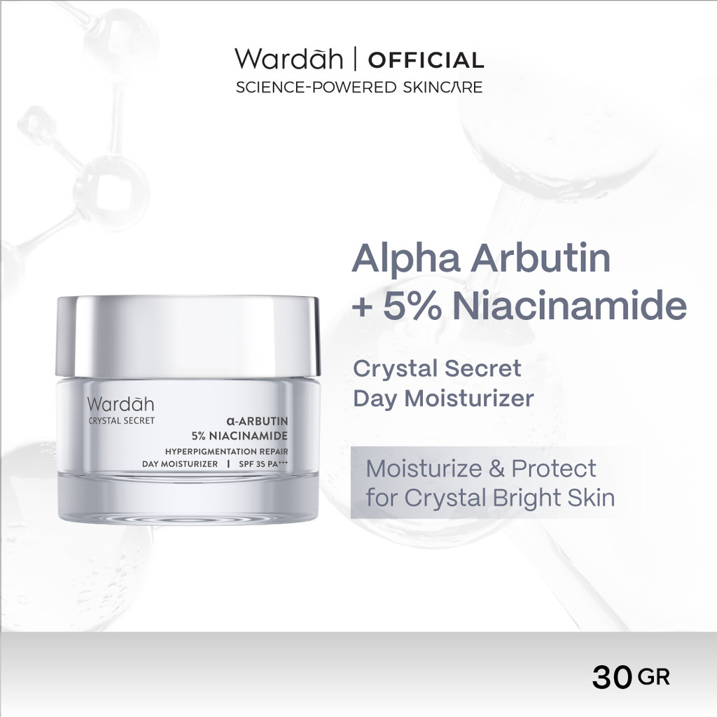 WARDAH Alpha Arbutin + 5% Niacinamide Crystal Secret Brightening Day Cream - Pelembab Wajah yang Men