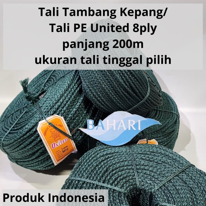 Tali Kepang 8 Cap United / Cap Stir (1 rol panjang ±200m) - Tali Kepang 4 mm, Tali Kepang 5 mm, Tali