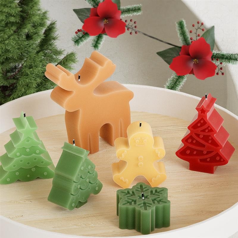 

Christmas Silicone Candle Molds DIY Handmade Baking Molds Aromatherapy Making Tools Christmas Decoration Molds Holiday Party