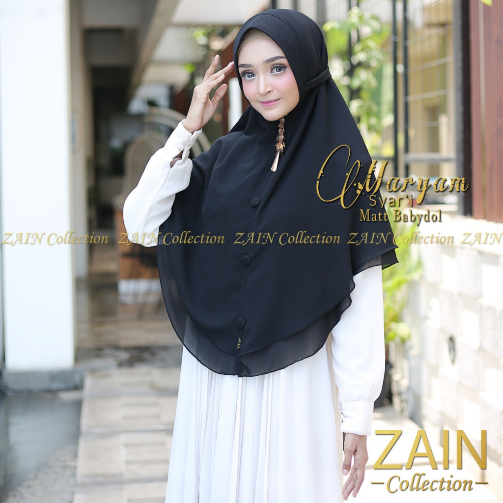 Jilbab Syari Maryam Jumbo Hijab Khimar 2 Layer Ceruti Babydoll Ori Zain Collection BISA COD