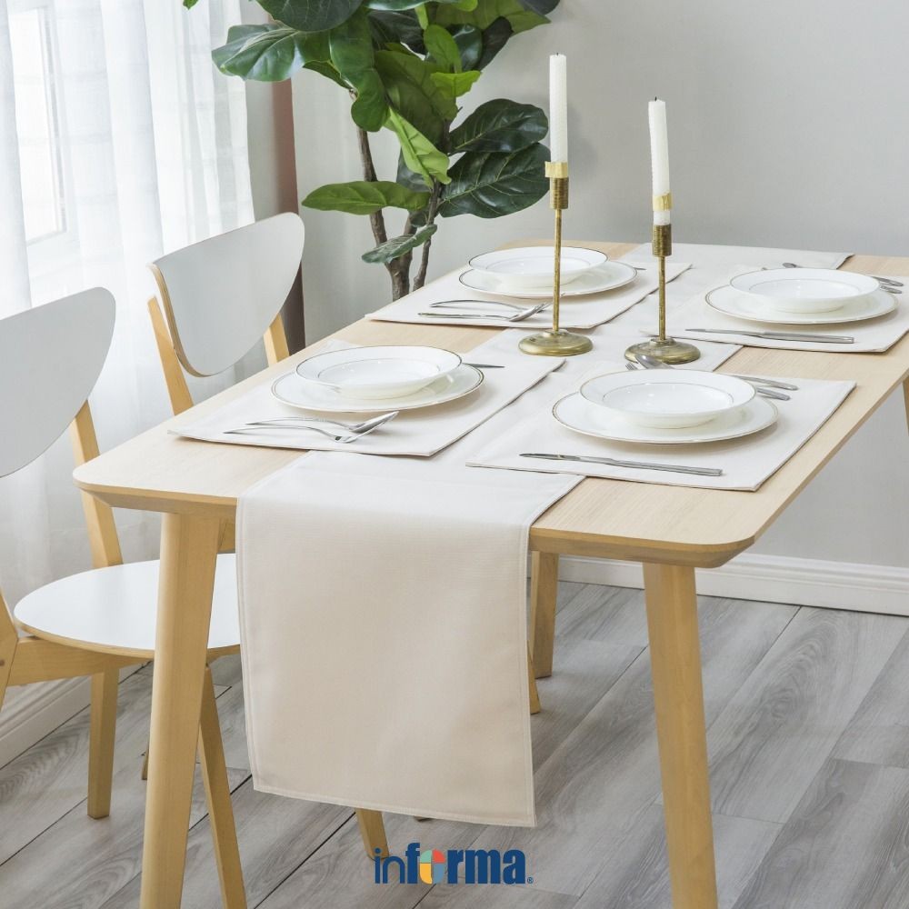 Informa 33x180 cm Table Runner Water Repelent - Krem Beige Taplak Meja Tengah Serbaguna Dekorasi Rua