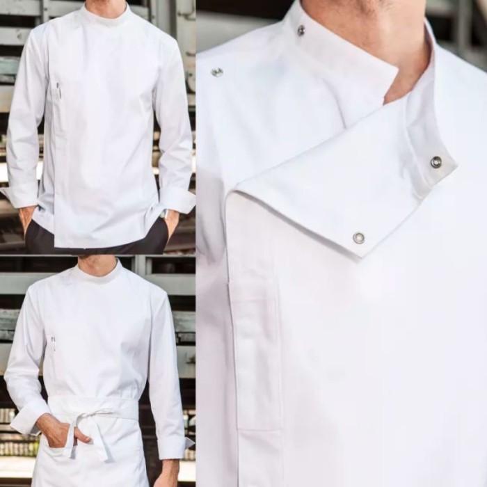 Baju Chef Baju Koki Seragam Koki Jaket Koki Chef - Putih, XS