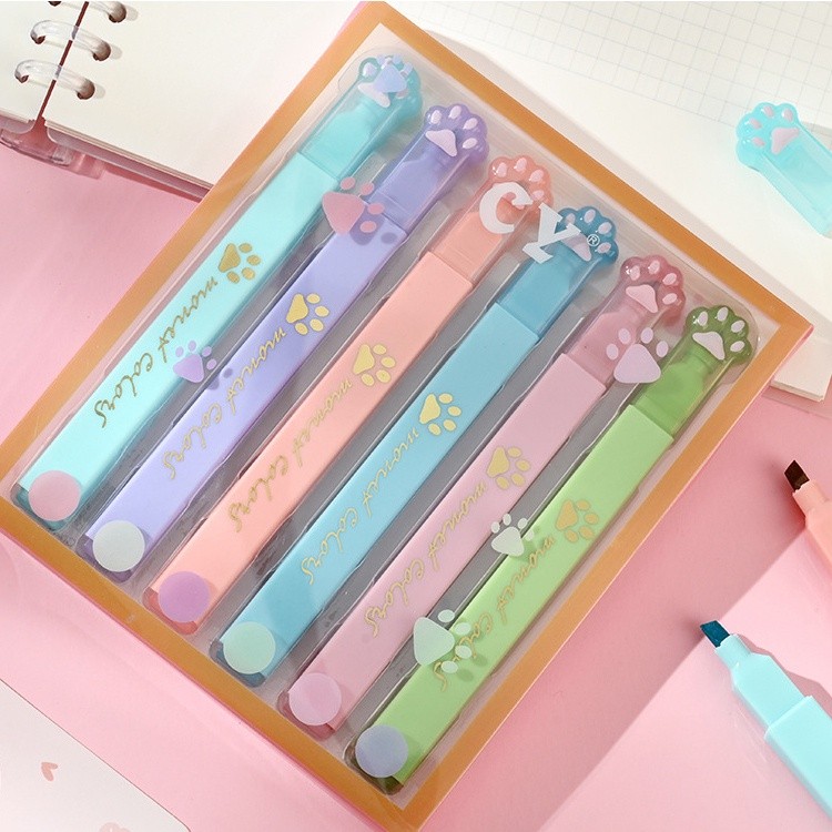 

⭐JOJU⭐ 1 SET 6PCS STABILO BENTUK PAW KITTEN LUCU / STABILO WARNA WARNI KARAKTER PAW KUCING LUCU
