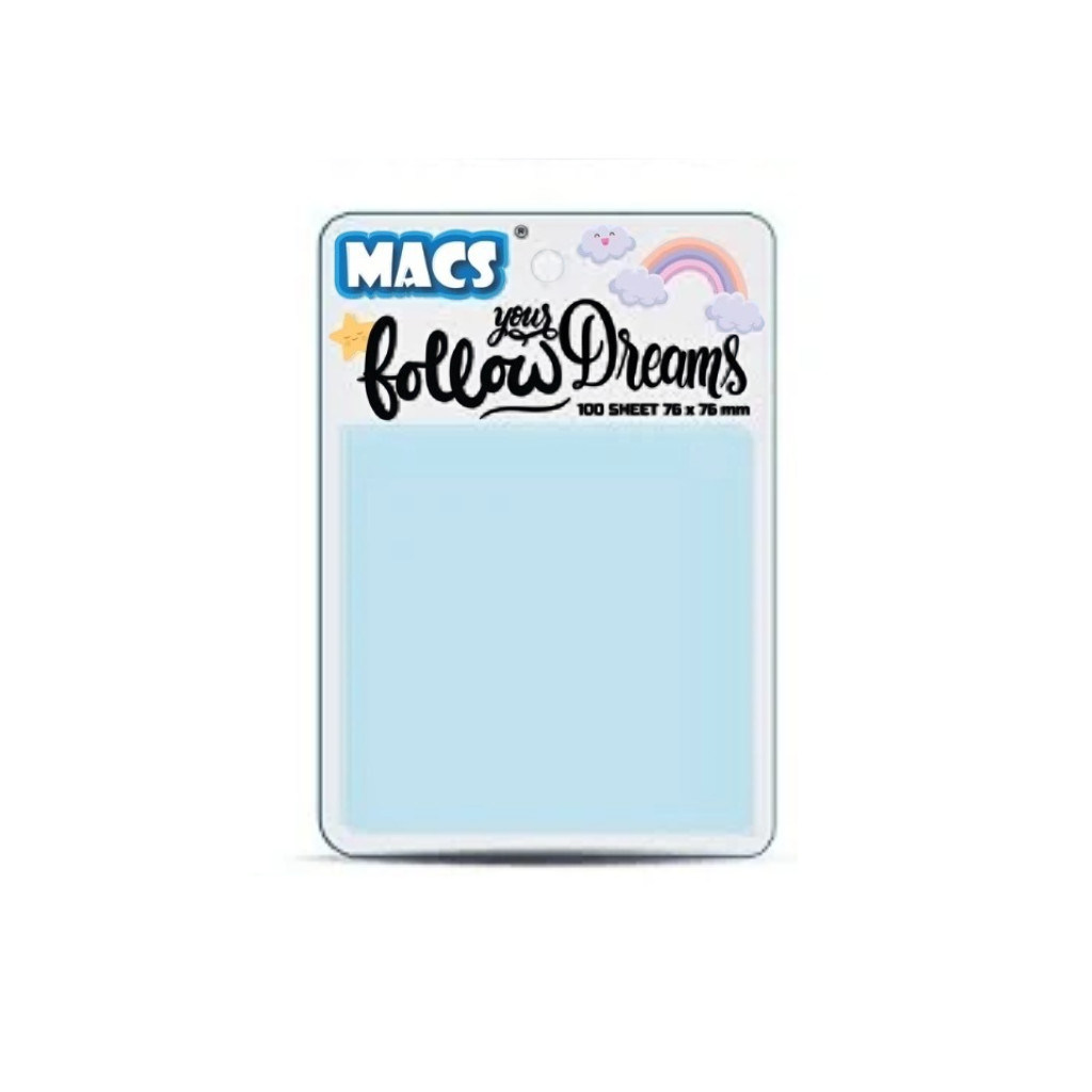 

MACS STICKY NOTE 76X76 MM 100 LEMBAR WARNA BLUE