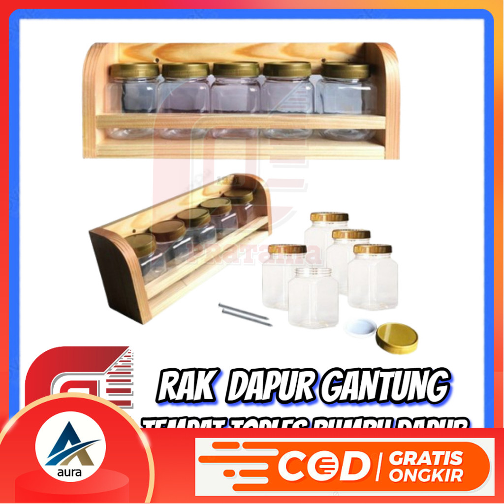 Rak Kayu Bumbu Dapur Rak Tempat Bumbu Dapur Gantung