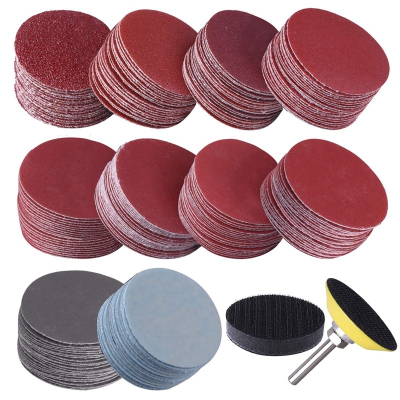 200Pcs 50mm 2 Inch Sander Disc Sanding Discs 80-3000 Grit Paper with 1Inch Abrasive Polish Pad Plate