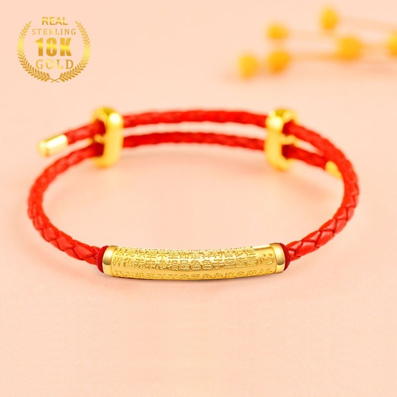 Gelang Tali Merah Emas 18k Ukuran Disesuaikan