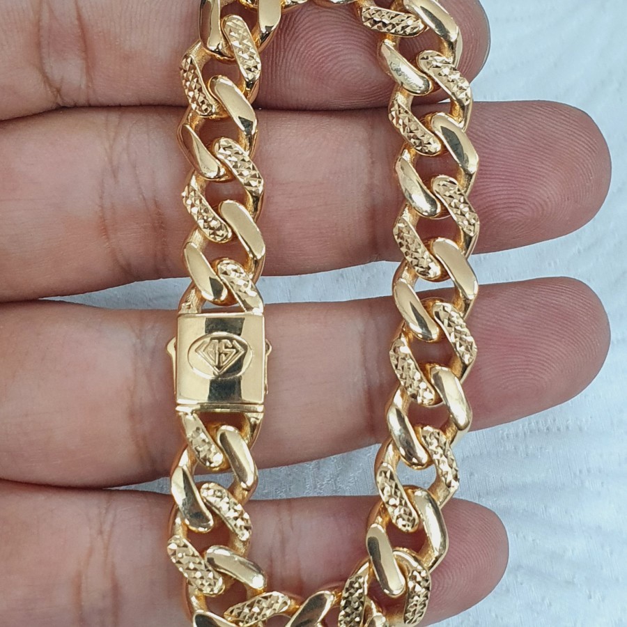 gelang cuban chain sisik naga variasi cukit emas 70% 700 70 % 16k