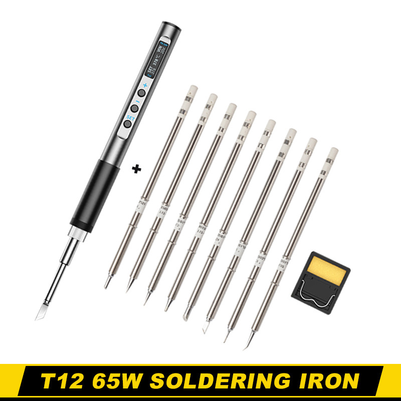 PTS100 T12 Soldering Iron PD Power Supply 65W Digital Display Adjustable Fast Heating Portable Solde