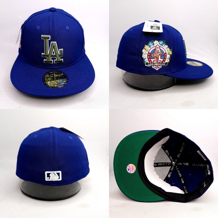 TOPI FITTED MLB LA DODGERS BIRU LOGO HIJAU PATCH - 7