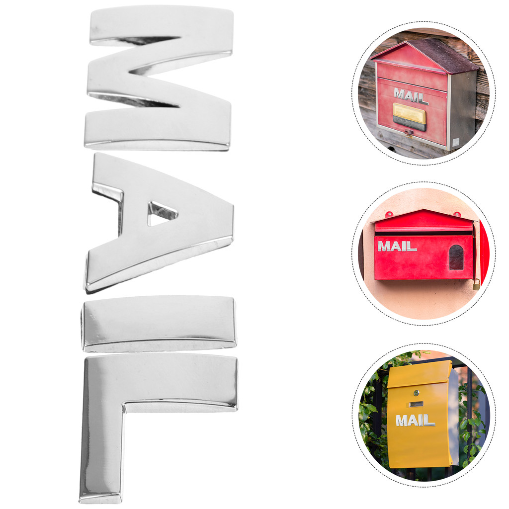 

4 Pcs Mailbox Logo Metal Letters for Decal Stickers Large Adhesive Multi-purpose Multipurpose Poster Board