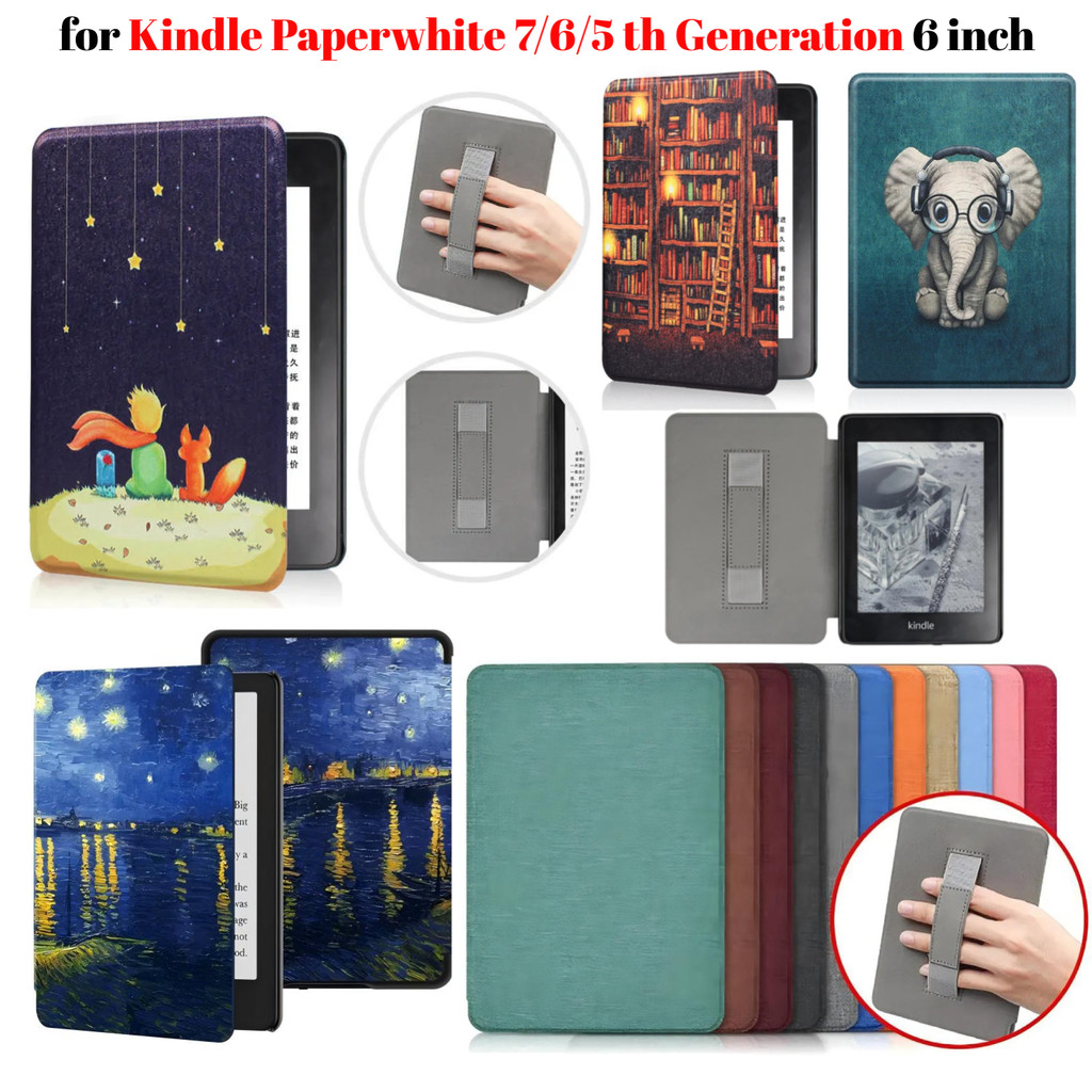 For Kindle Paperwhite 7th 6th 5th Generation Case 6 Inch PU Leather Case with Hand Strap DP75SDI EY2