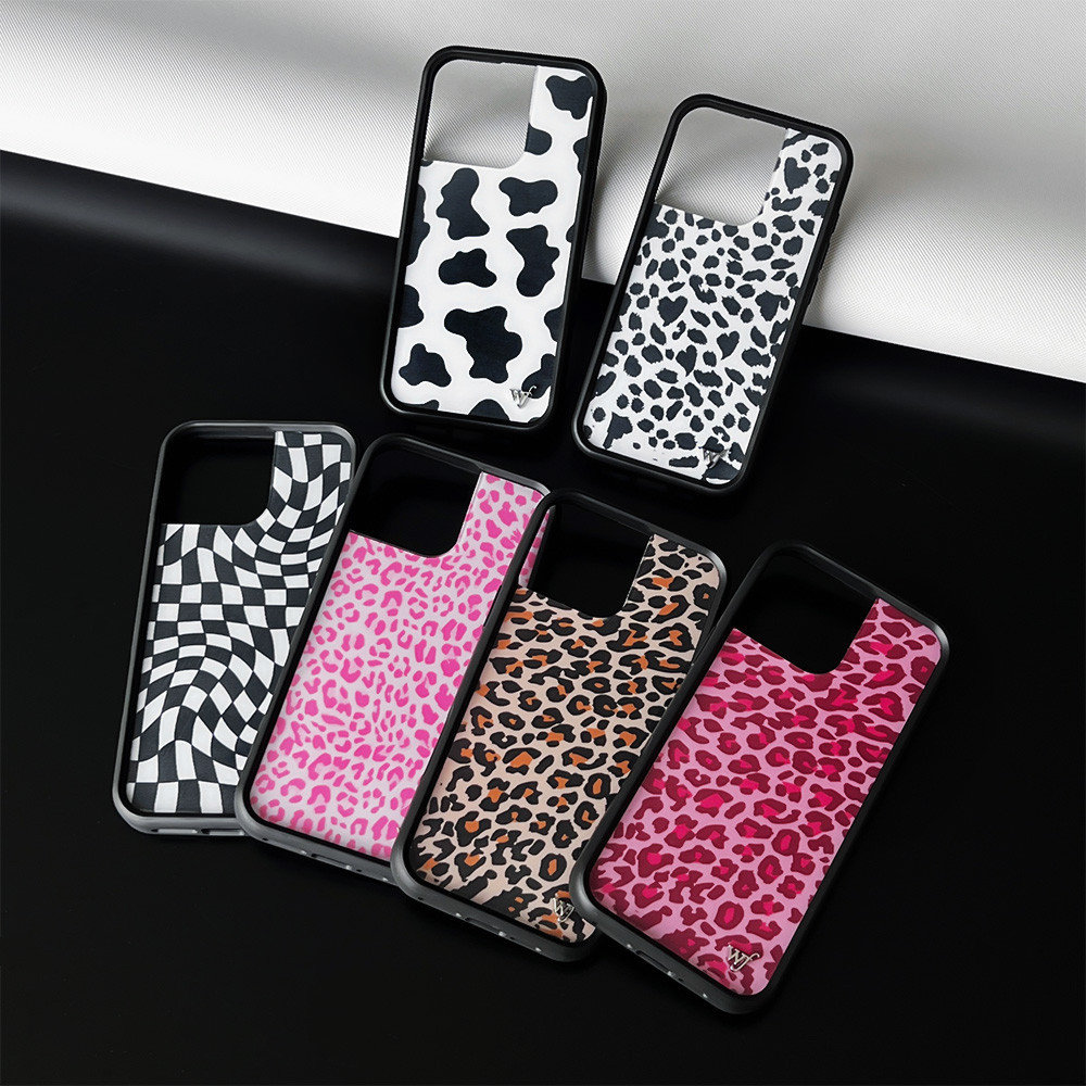 ▷ Wildflower Leopard Case For iPhone 16 12 13 14 15 Pro Plus Max Hard Cloth WF Phone Casing Shockpro