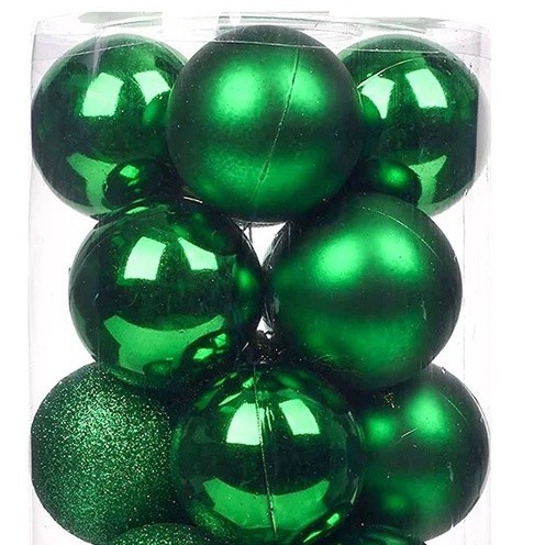 

[24 Pcs] Bola Natal 1 Set Dekorasi Christmas Ornament Pohon Natal - Hijau, 4 CM