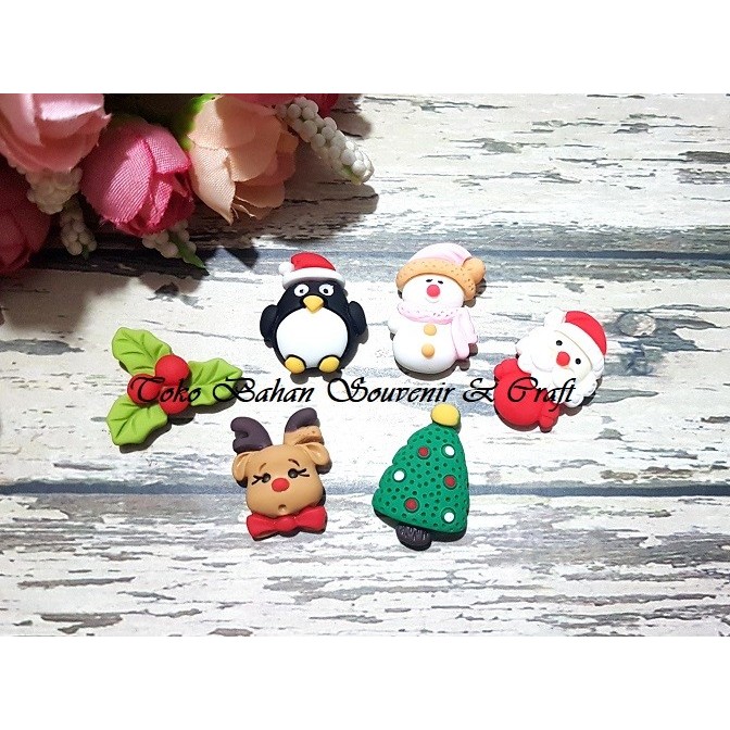 

aplikasi resin natal christmas cute mix set - set isi 6 pcs