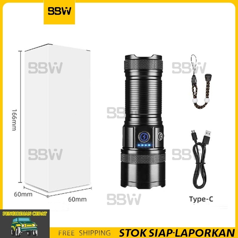 【COD】Senter LED Super Terang Super Terang Senter Zoom In Out B55 2200 lumens Flashlight Side Lamp Wa