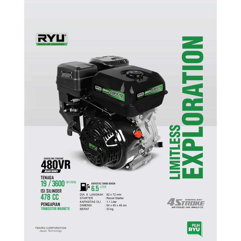 MESIN PENGGERAK/GASOLINE ENGINE BLACK480VR - RYU