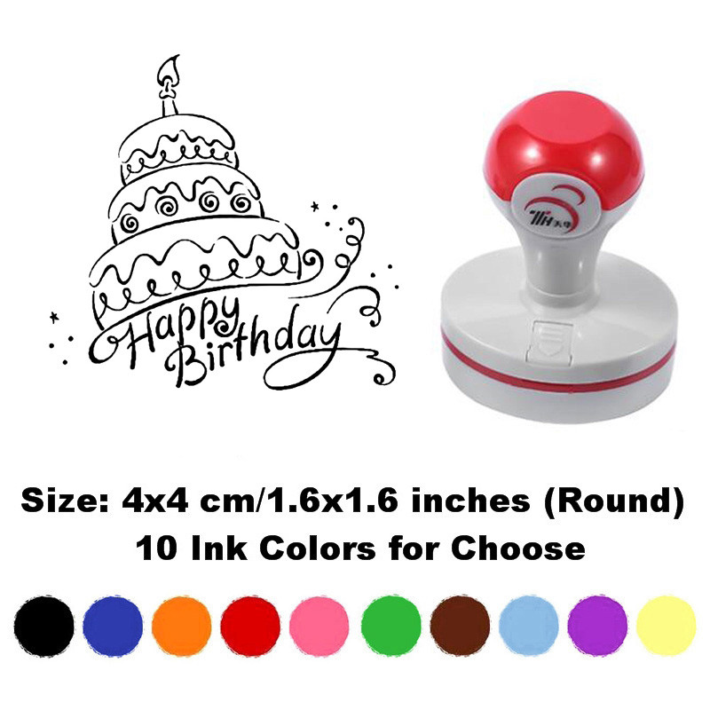 

1 PCS Happy Birthday Cake Self-Inking Photosensitive Planner Scrapbooking Stamps for Card Making Book Journal Art Supplies