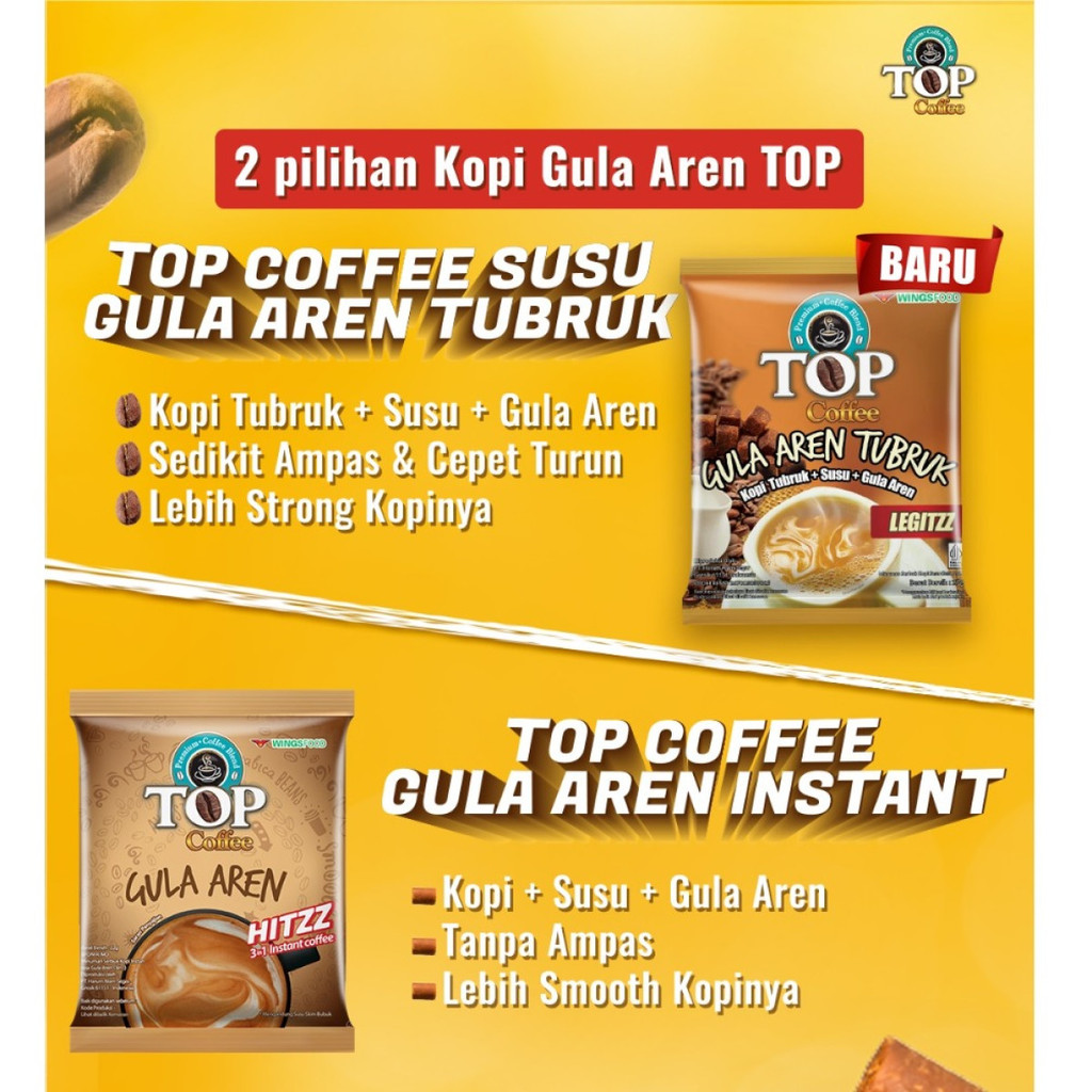

Top Kopi Gula Aren Instant Tubruk 10's / Pack