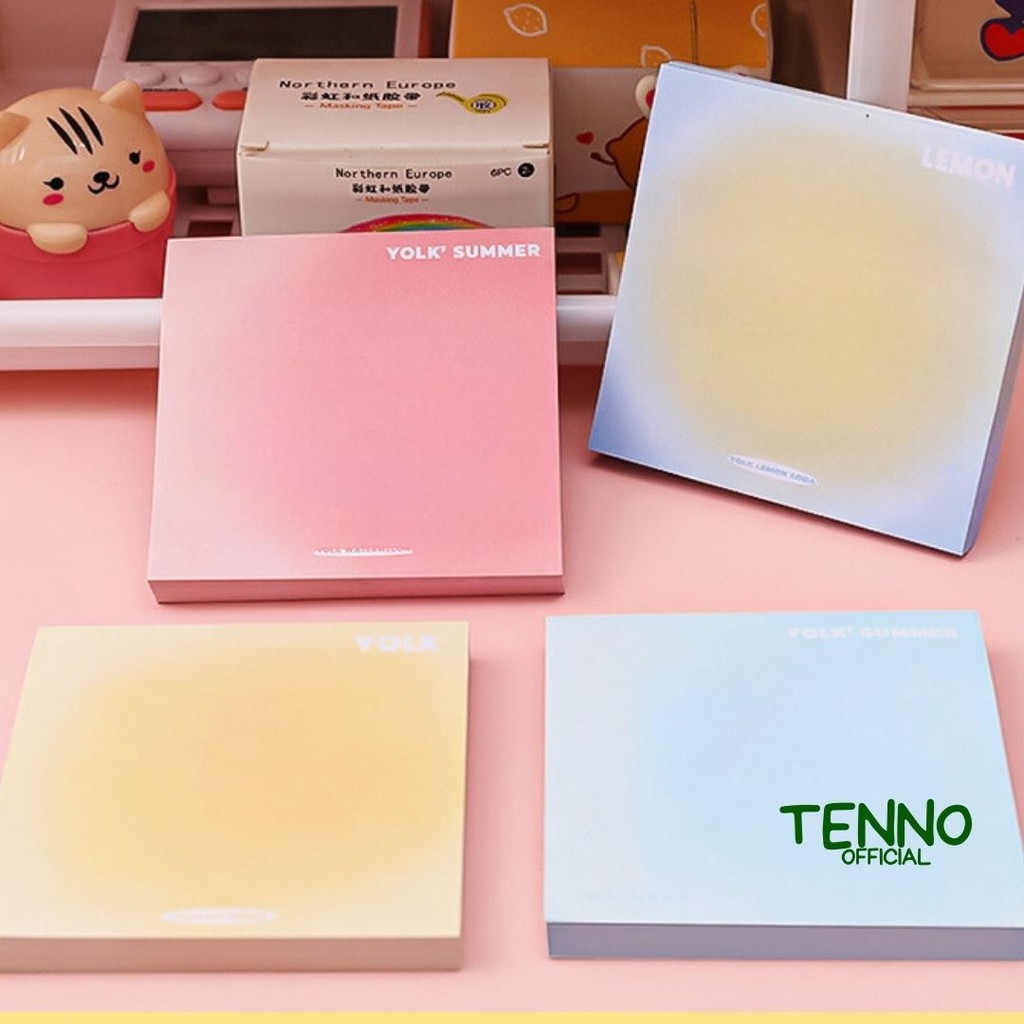

TENNO Stick Note Isi 50 Lembar Sticky Notes Gradasi Yolk Polos Catatan Kertas Tempel MemoPad Estetik