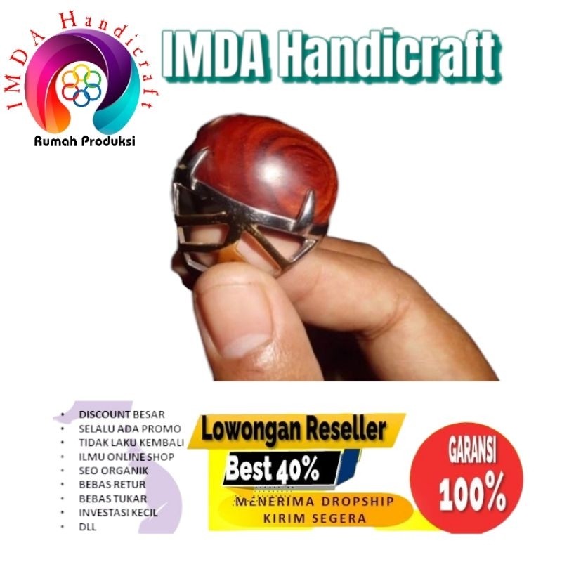 IMDAHANDICRAFT Cincin titanium kayu GALIH NAGASAR jumbo 3 cm
