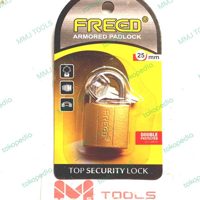 Gembok Kuning Press 25mm FREED- FREED Gembok Kuning Blister Card/Press