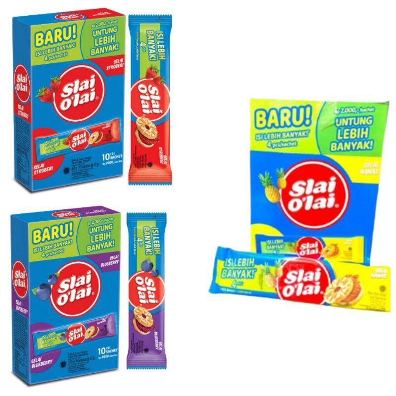 

Biskuit Roma Slai O'lai Strawberry / Slai Olai Blueberry Nanas- isi 10 sachet - (HARGA PER BOX)