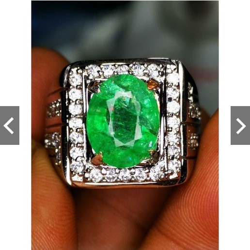 Cincin pria Batu permata asli zamrud afrika