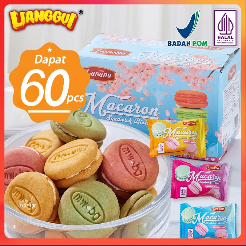 

Lianggui HALAL Macaron Biskuit Mini Cookies 300gr Kue Best Seller Enak Cemilan Macaron Snack cookie