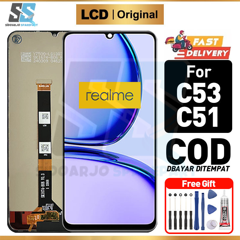 LCD Realme C53 C51 Original Touchscreen hp Fullset Asli Ori Compatible For Glass Touch Screen Digiti