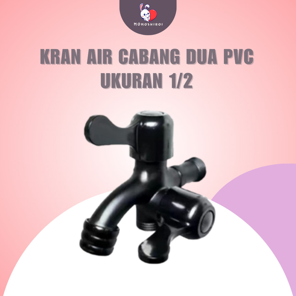 KRAN AIR CABANG DUA PVC - KRAN CABANG SHOWER PVC - KRAN CABANG HITAM PVC