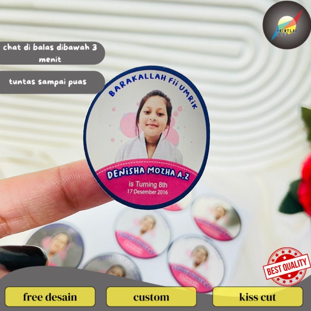 

PrintLab Sticker Undangan Ulang Tahun Anak Label Stiker Happy Birthday Bahan Gold/Silver Anti Air