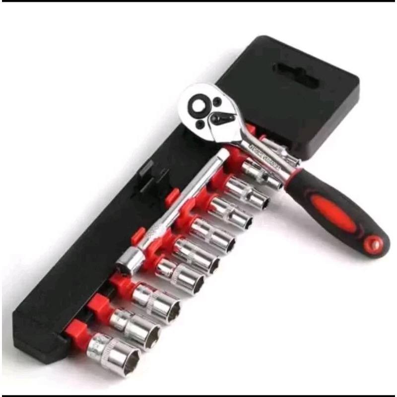 Kunci Shock 12Pcs Drive Socket 1/4 Inch Socket Wrench Set Kunci Ring Pas CR-V