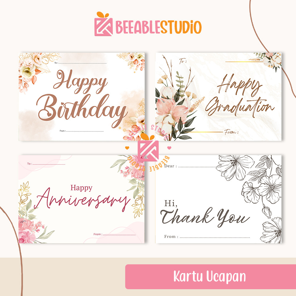 (Satuan) Kartu Ucapan Greeting Card Birthday Anniversary Graduation Wedding Thank You Congratulation