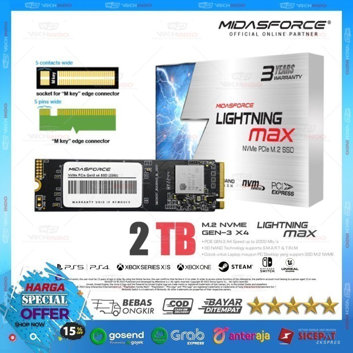 SSD NVMe M.2 Midasforce Lightning Max - SSD NVME M2 Midasforce Gen3 X4 PCIe 2280 