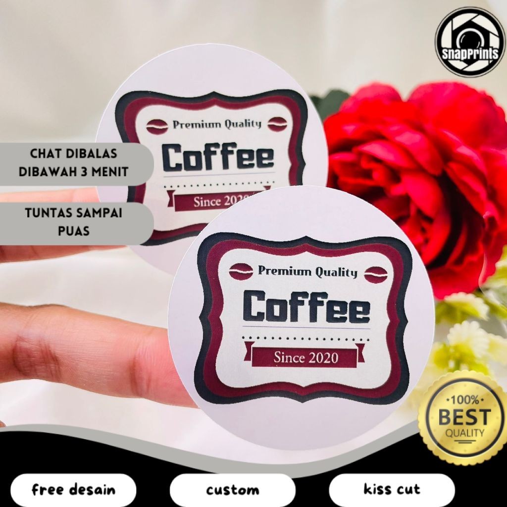 

SP 2-4 Sticker Label Bulat Tema Kopi Stiker Minuman Coffe Free Desain Custom Logo Coffee