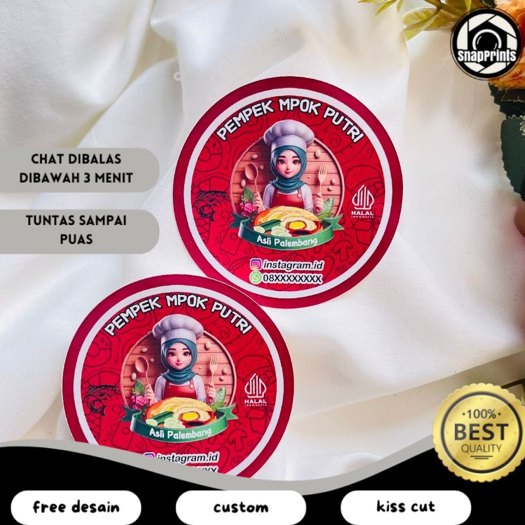 

SP Sticker Chromo Bulat Pempek Label Makanan Packaging Stiker Produk Khas Palembang Custom Nama 2-4