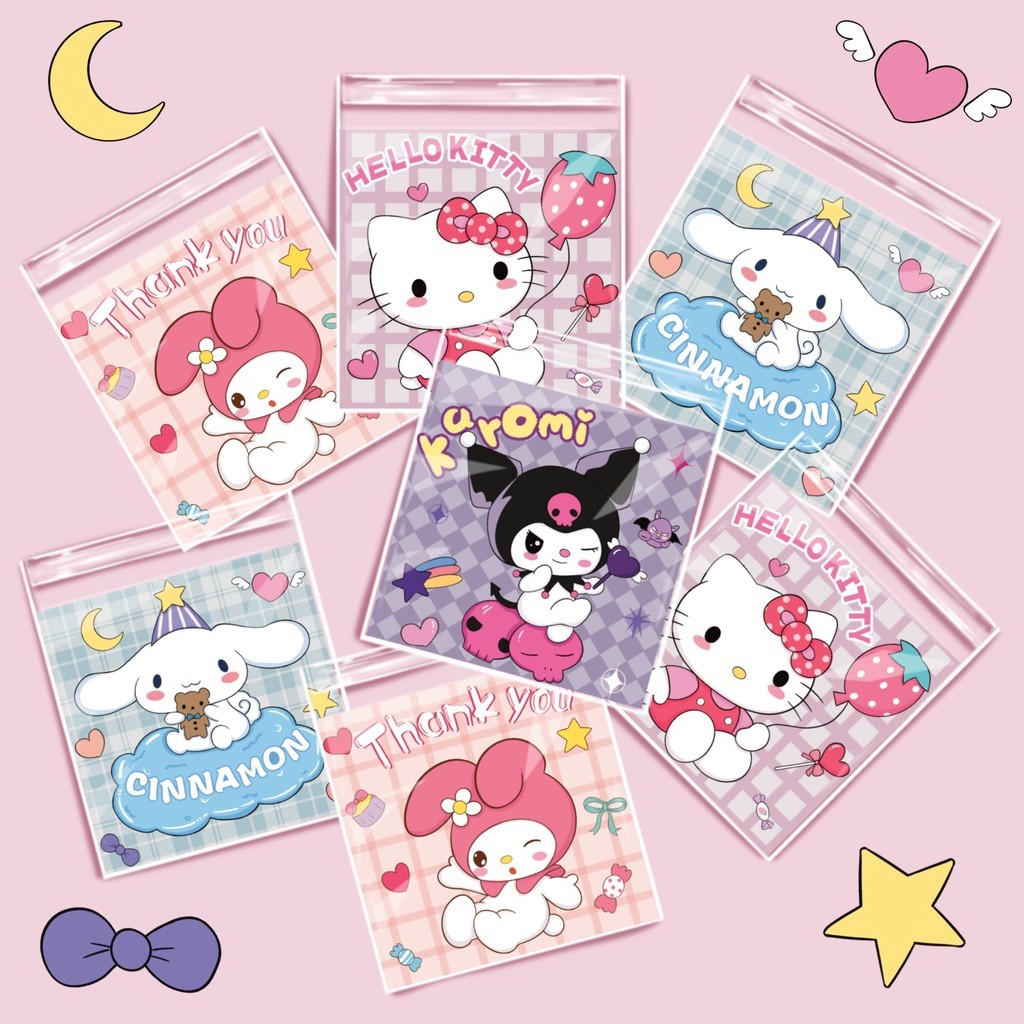 

(SANRIOUNIQUE) 100PCS PLASTIK COOKIES SANRIO / PLASTIK KEMASAN KUE SANRIO LUCU TERBARU