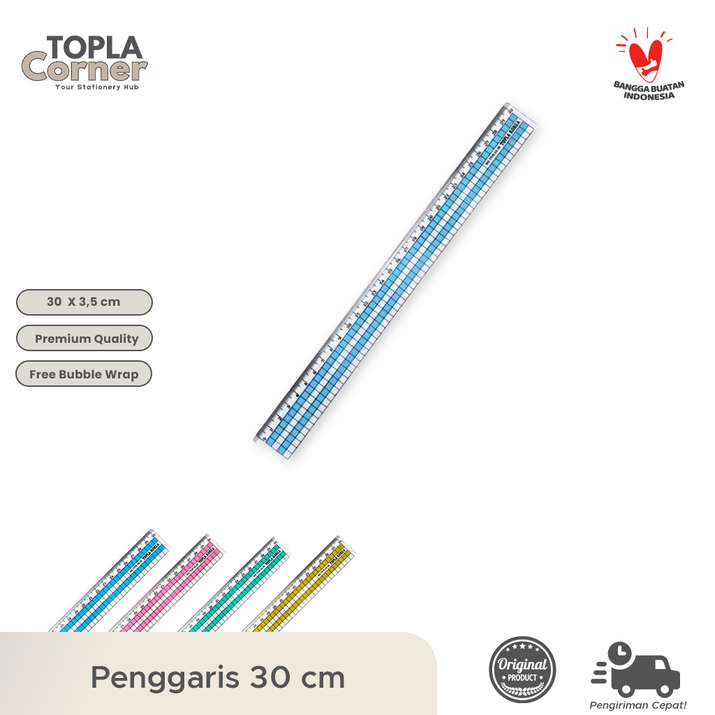 

Topla - Penggaris Motif Kotak Korea 30 cm / Garisan Estetik
