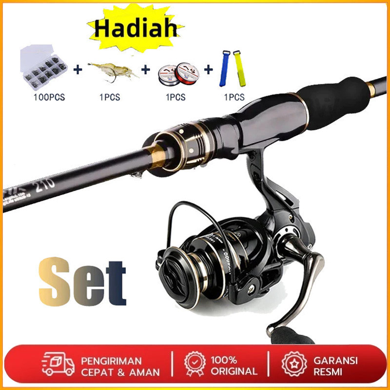 joran pancing 1.65m-2.7m 2 bagian pancing reel 2000 3000 5000 7000 joran spining reel pancing/Karbon