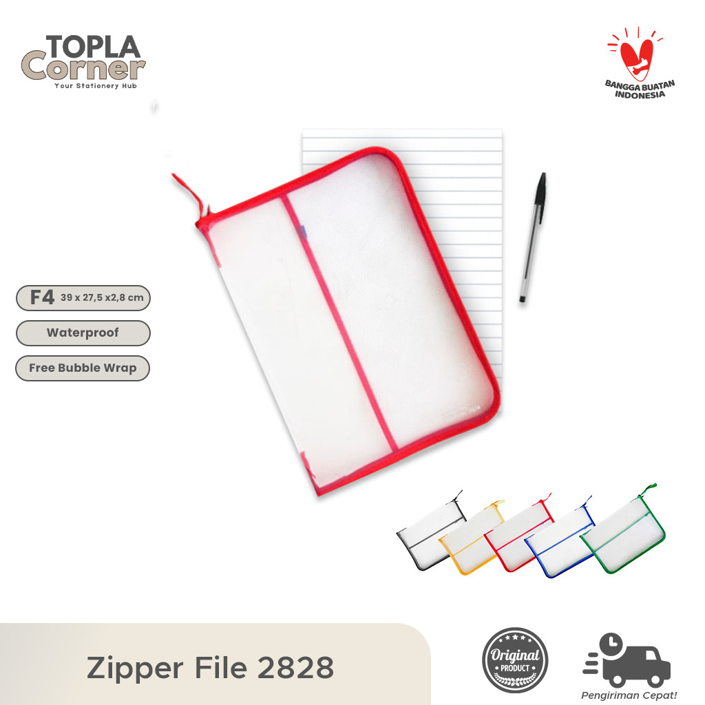 

Topla Zipper File F4 - Map Jaring Resleting Polos Waterproof untuk Dokumen Ukuran Folio