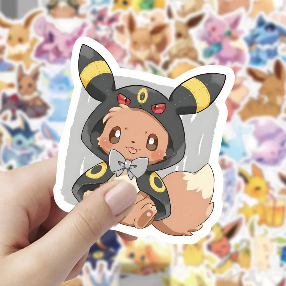 

10/30/60pcs Kawaii Cartoon Pokemon Eevee Stickers for Kids DIY Scrapbooking Phone Car Waterproof Cute Anime Sticker Packs