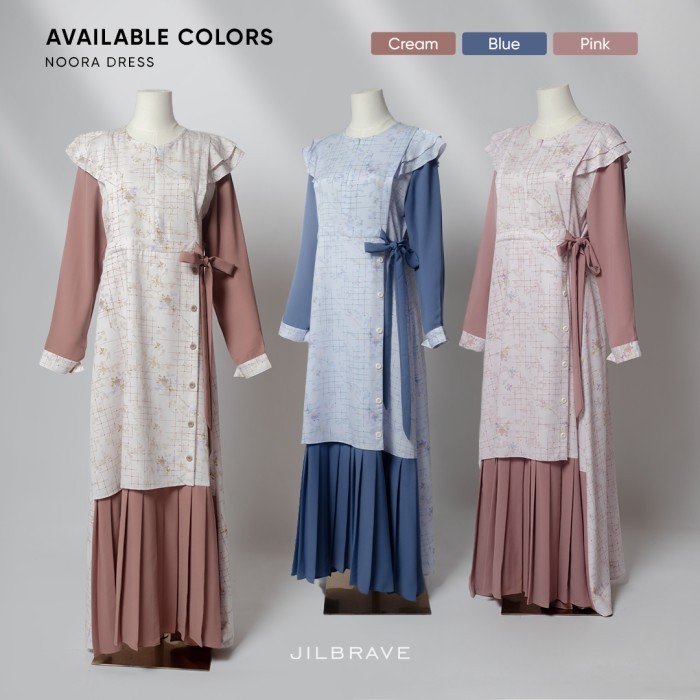 JILBRAVE Noora Dress Gamis Best Seller Lebaran Simple Elegant Look Feminine Casual Raya Collection -