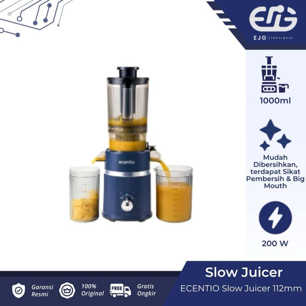 Ecentio 112mm-Caliber Slow Juicer Multifungsi - Blender Penggiling Buah