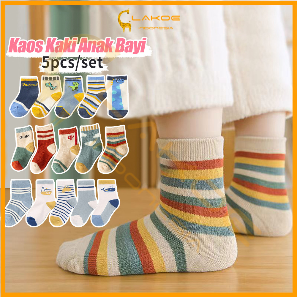 ​​Lakoe​​ Kaus kaki anti slip TK 5 pcs motif karakter lucu kaos kaki anak