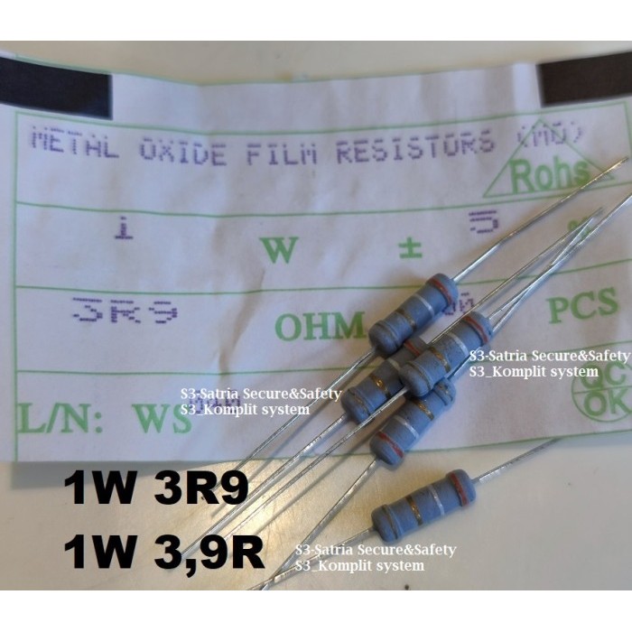 Resistor 1Watt 1W 3R9 3R9ohm 3,9ohm 3,9 ohm 3.9 3.9ohm 3.9ROhm 3,9Rohm
