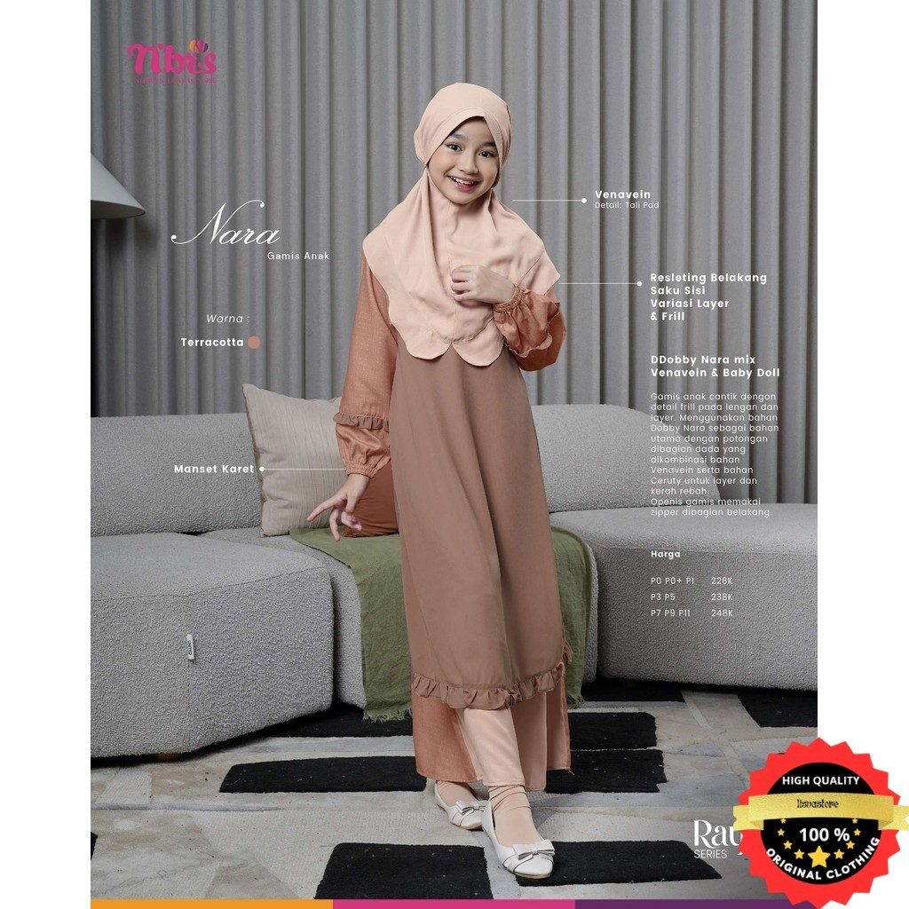 Nibras Sarimbit Keluarga Gamis Nara Gamis Muslim Anak Set Hijab