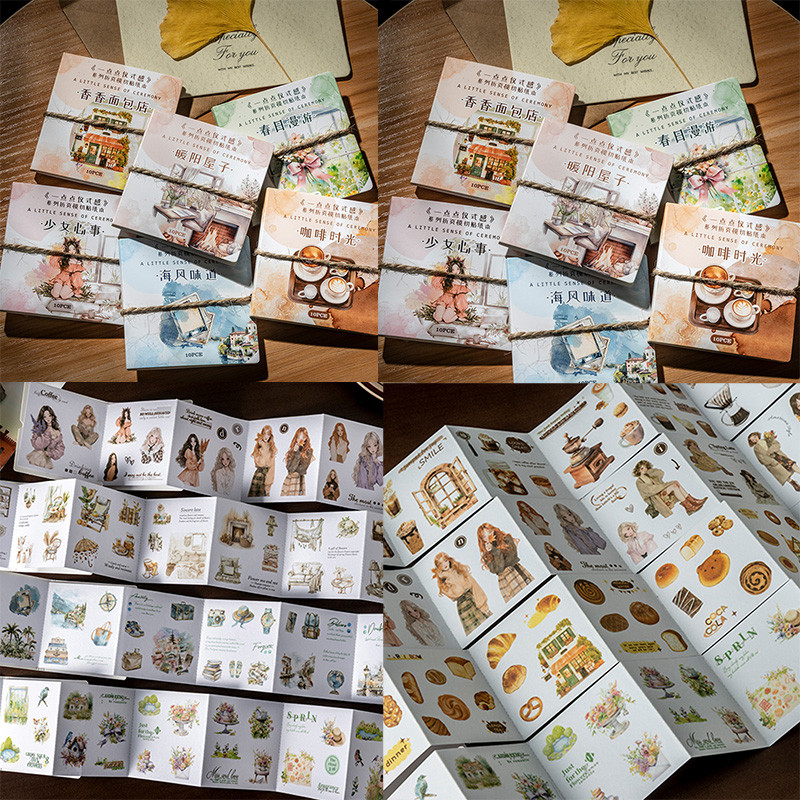 

Mr Paper, 1 style 120 sheets/bag A Little Ceremony Series Folded Die Cut Sticker Book cute stickers journal stickers