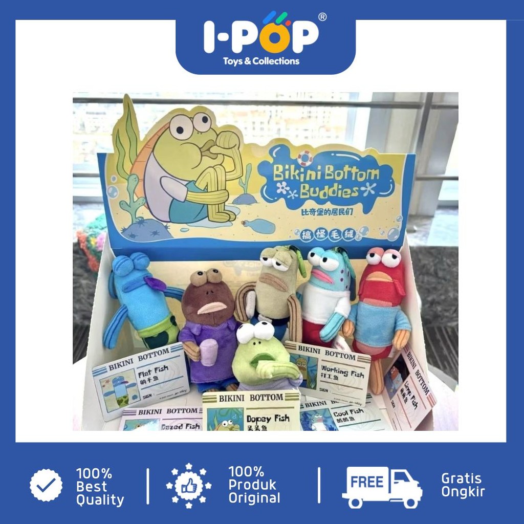 ORIGINAL POP MART SpongeBob SquarePants Bikini Bottom Buddies Plush Doll Keychain Gantungan Tas Biki